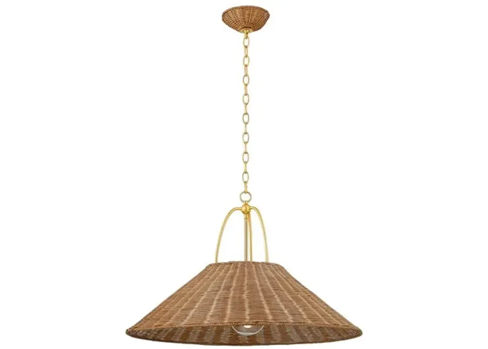 Davida Rattan Pendant - Natural/Aged Brass - Zoe Feldman for Mitzi - Gold