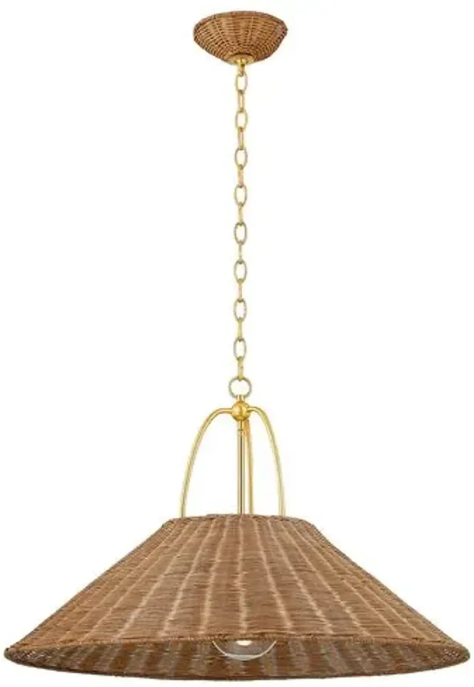 Davida Rattan Pendant - Natural/Aged Brass - Zoe Feldman for Mitzi - Gold