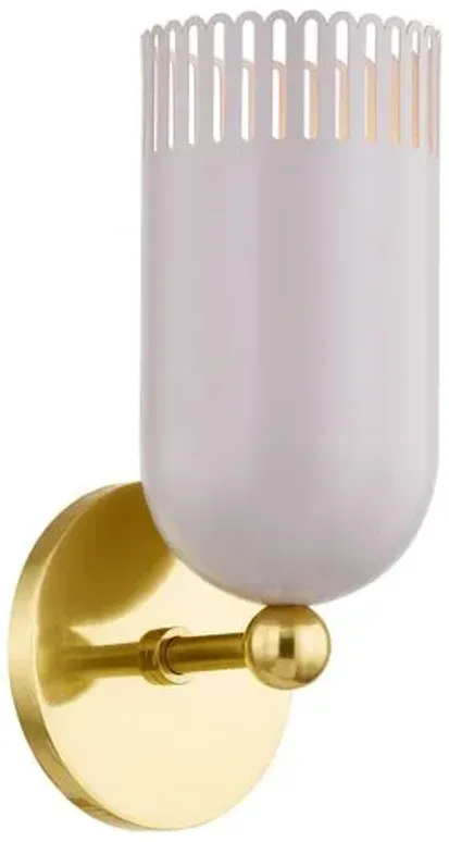 Liba Wall Sconce - Aged Brass/Soft Peignoir - Zoe Feldman for Mitzi - Pink