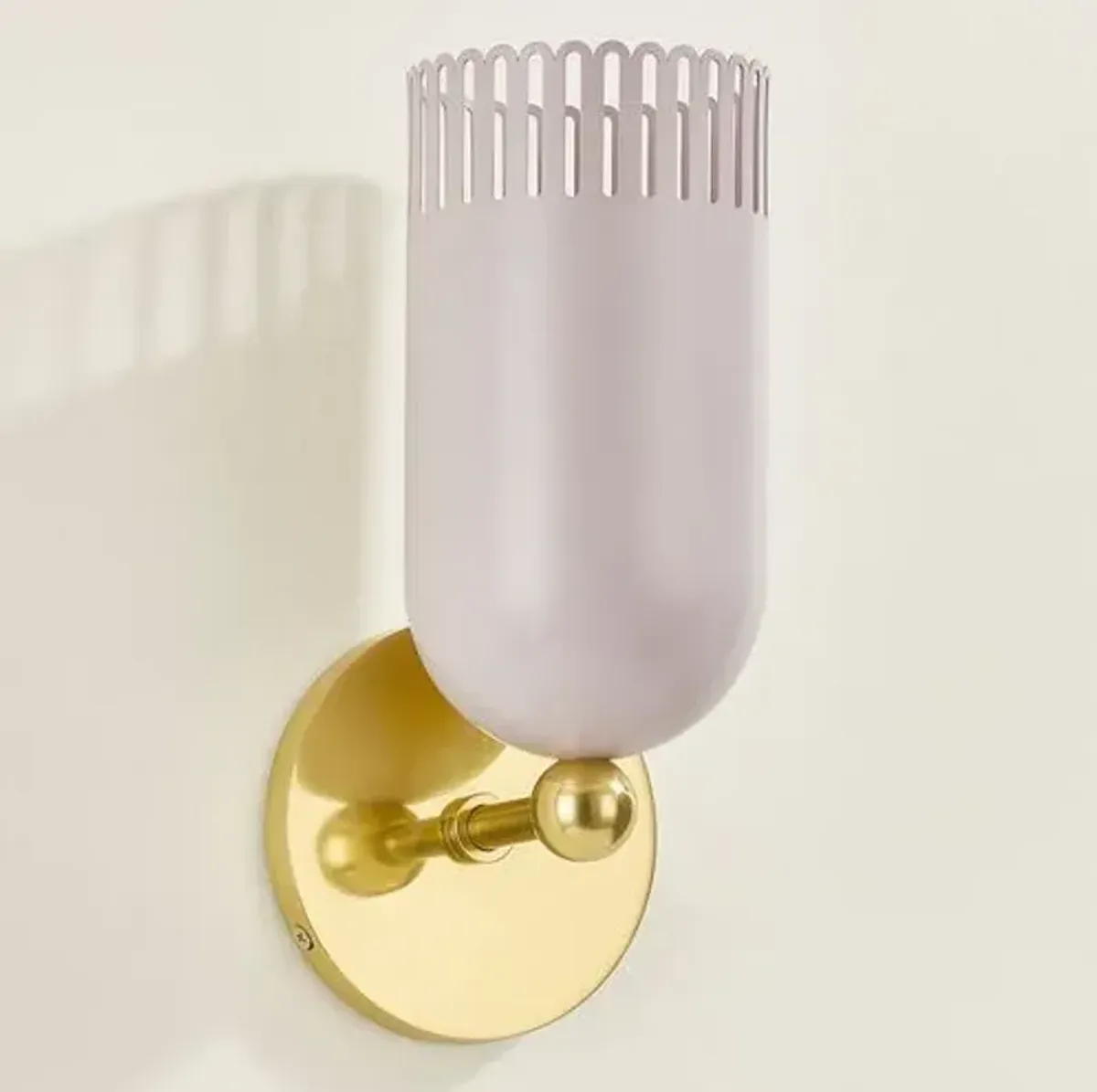 Liba 1-Light Wall Sconce - Aged Brass/Soft Peignoir - Zoe Feldman for Mitzi - Pink