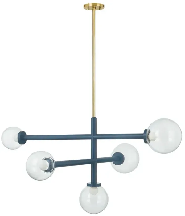 Sia 21" Chandelier - Aged Brass/Slate Blue - Zoe Feldman for Mitzi