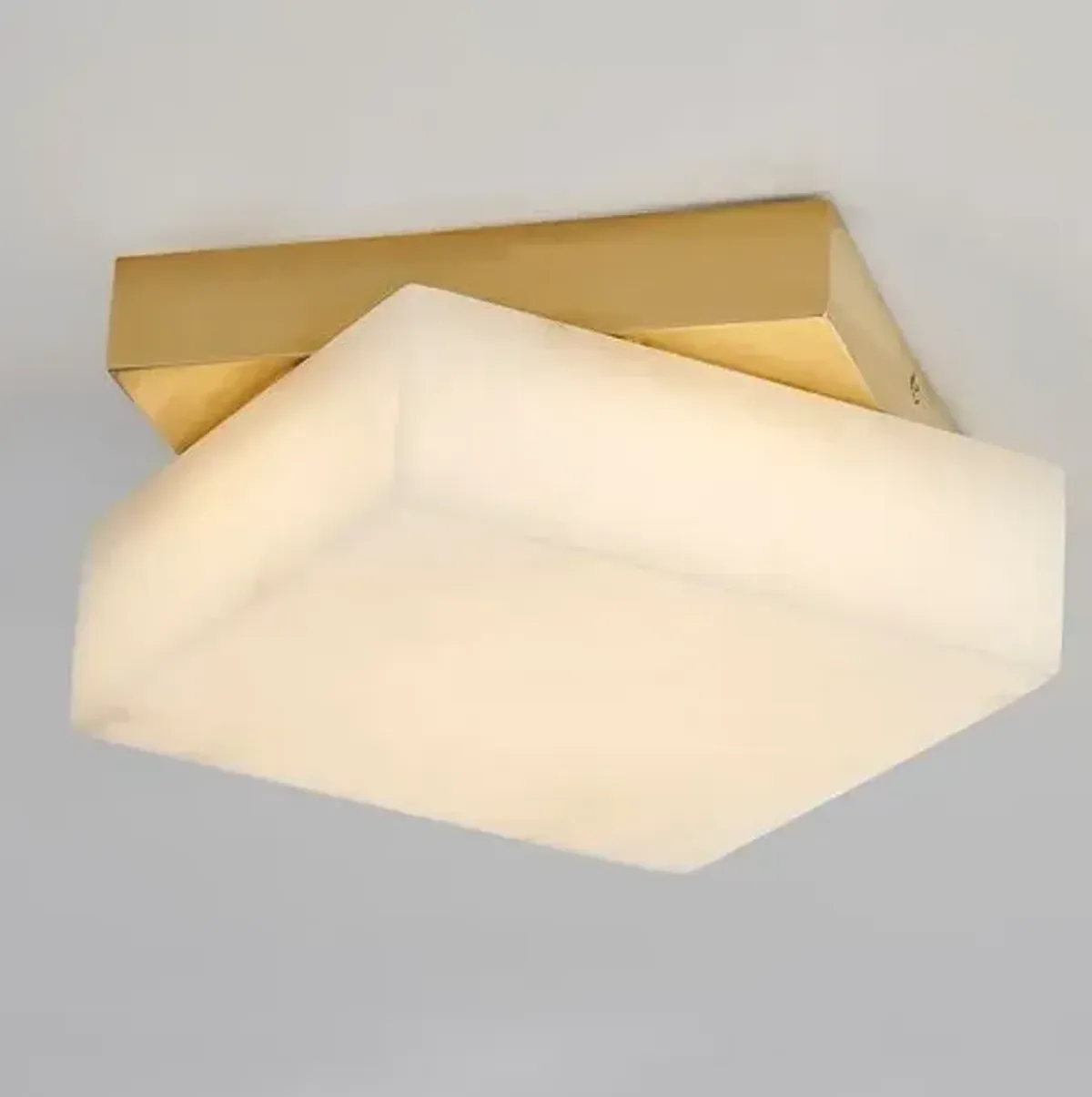 Genna 11.5" Alabaster Flush Mount - White/Aged Brass - Gold