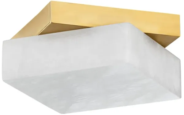 Genna 11.5" Alabaster Flush Mount - White/Aged Brass - Gold
