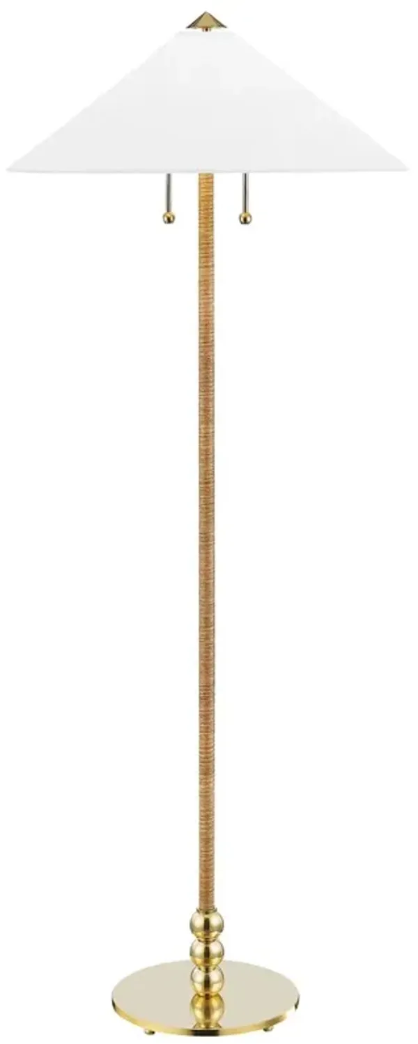 Tenley Rattan Wrapped Floor Lamp - Natural/Aged Brass