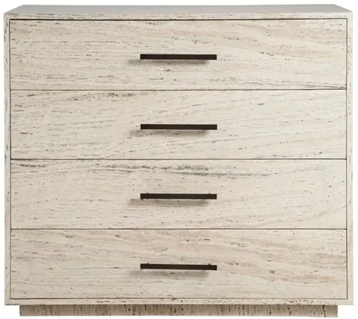 Zora 4-Drawer Chest - White Travertine/Bronze