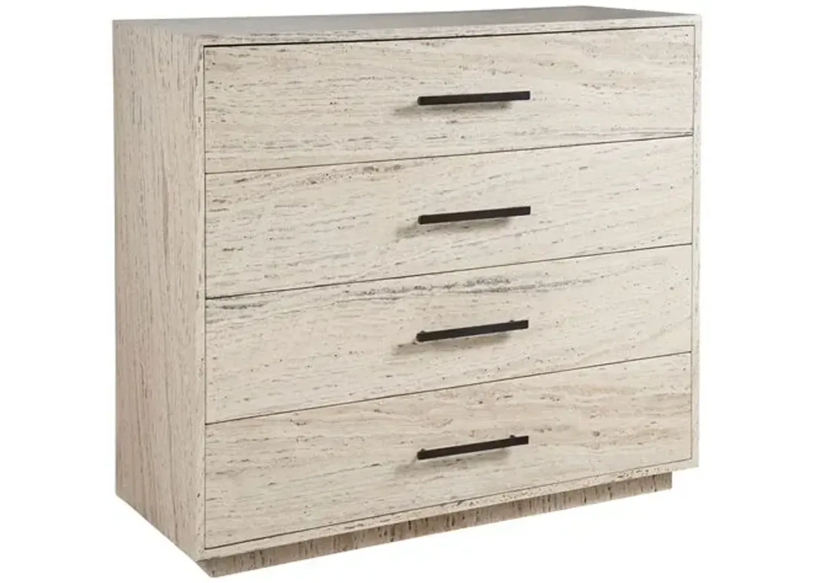 Zora 4-Drawer Chest - White Travertine/Bronze