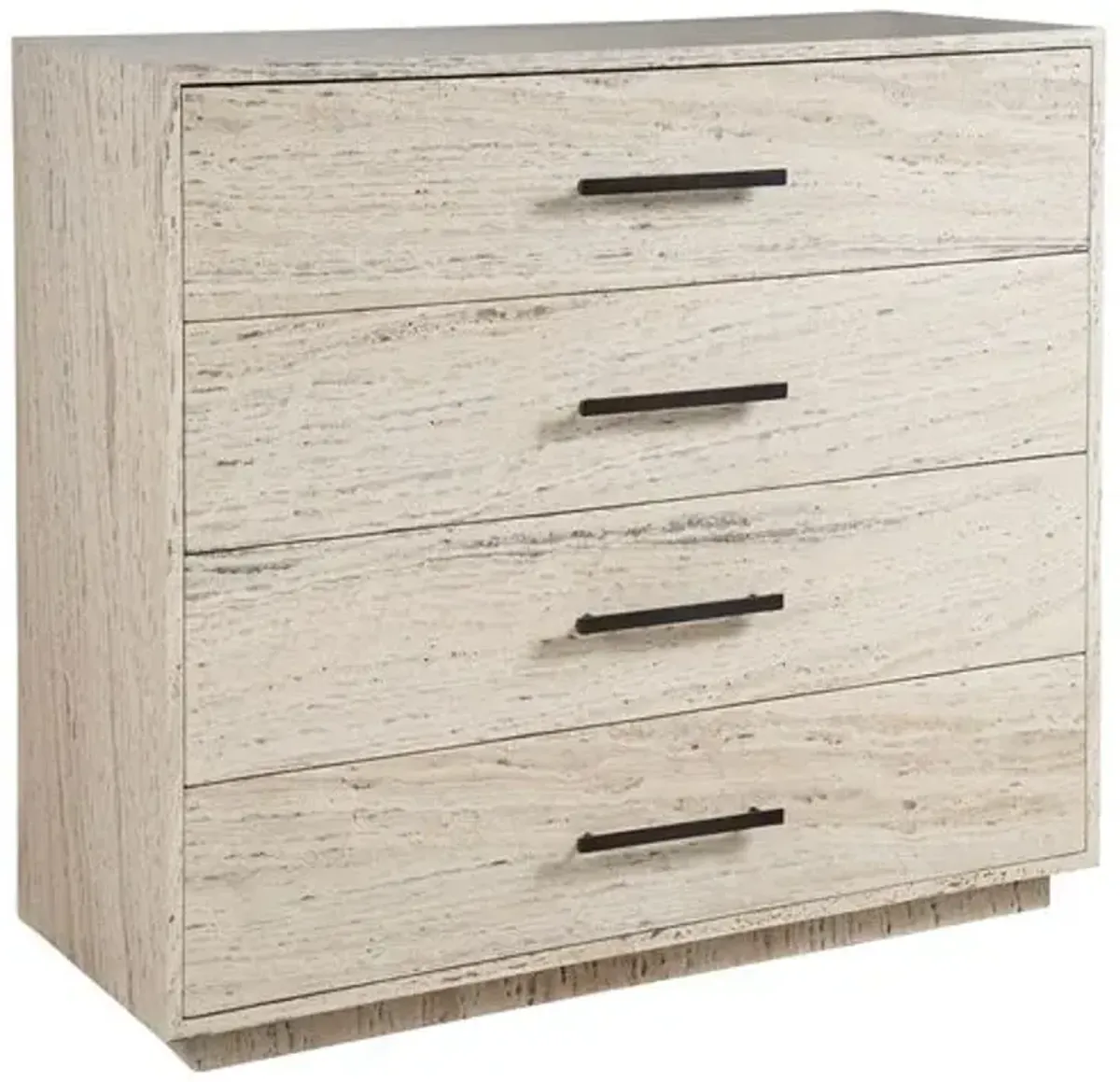 Zora 4-Drawer Chest - White Travertine/Bronze