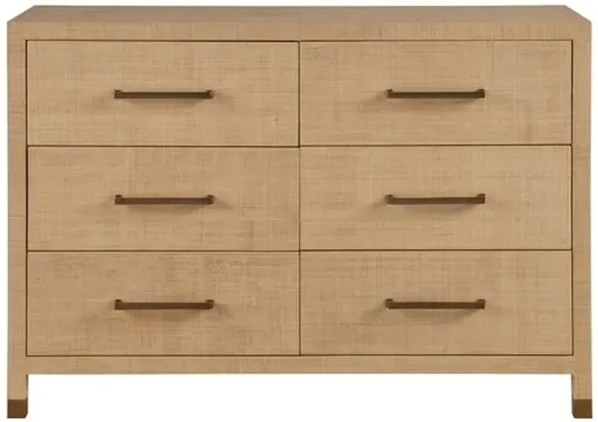 Zander 6-Drawer Dresser - Natural Raffia - Brown