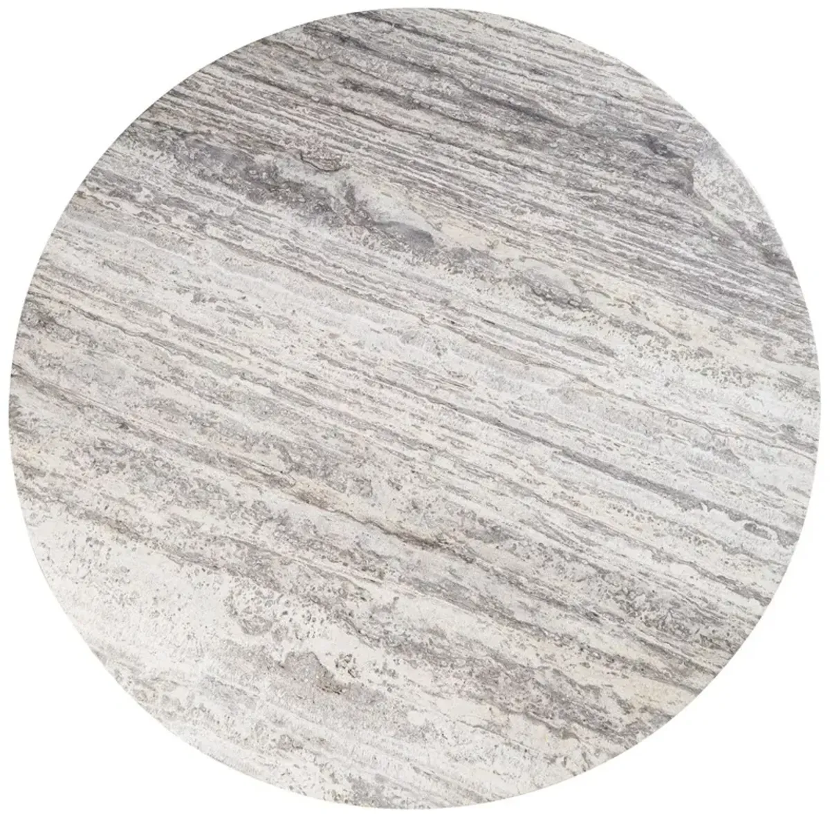 Solly Round 54" Dining Table, White Travertine