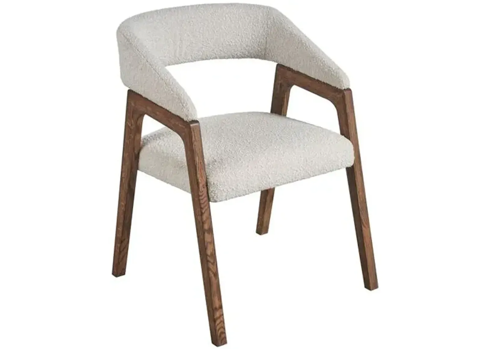 Trissa Dining Chair - Brown Oak/Snow Boucle - Silver