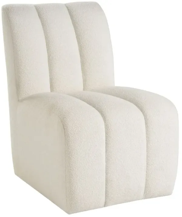 Skye Side Chair w/ Casters, Ivory Boucle