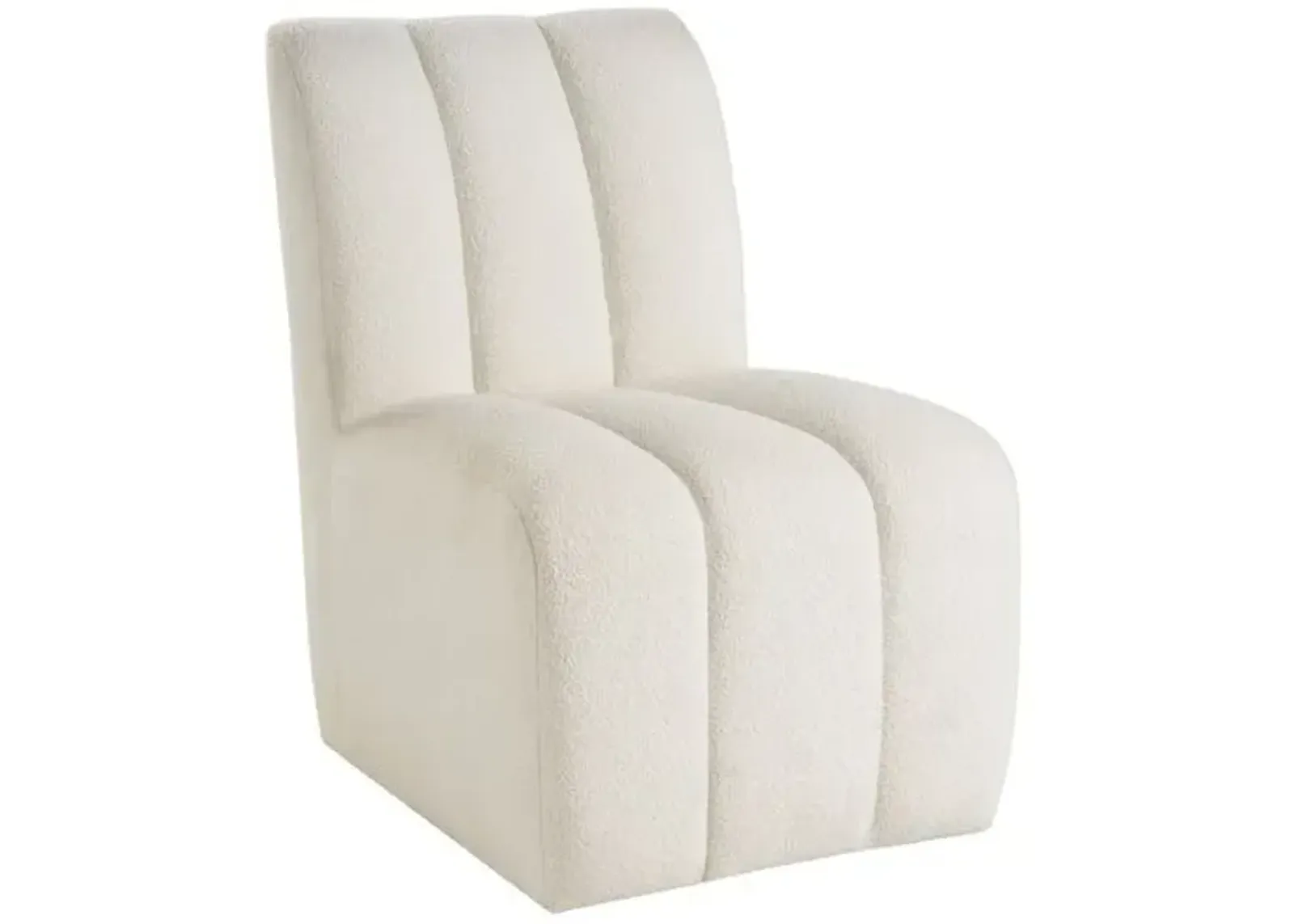 Skye Side Chair with Casters - Ivory Boucle - White