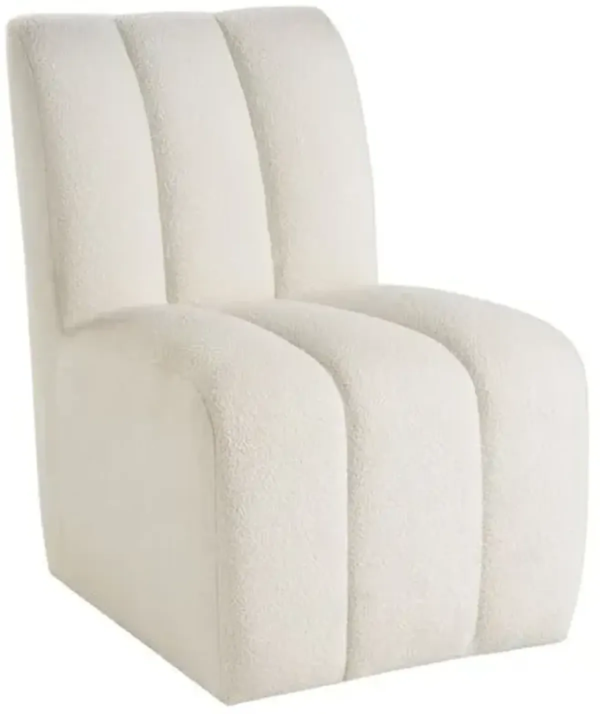 Ryland Side Chair with Casters - Ivory Boucle - White