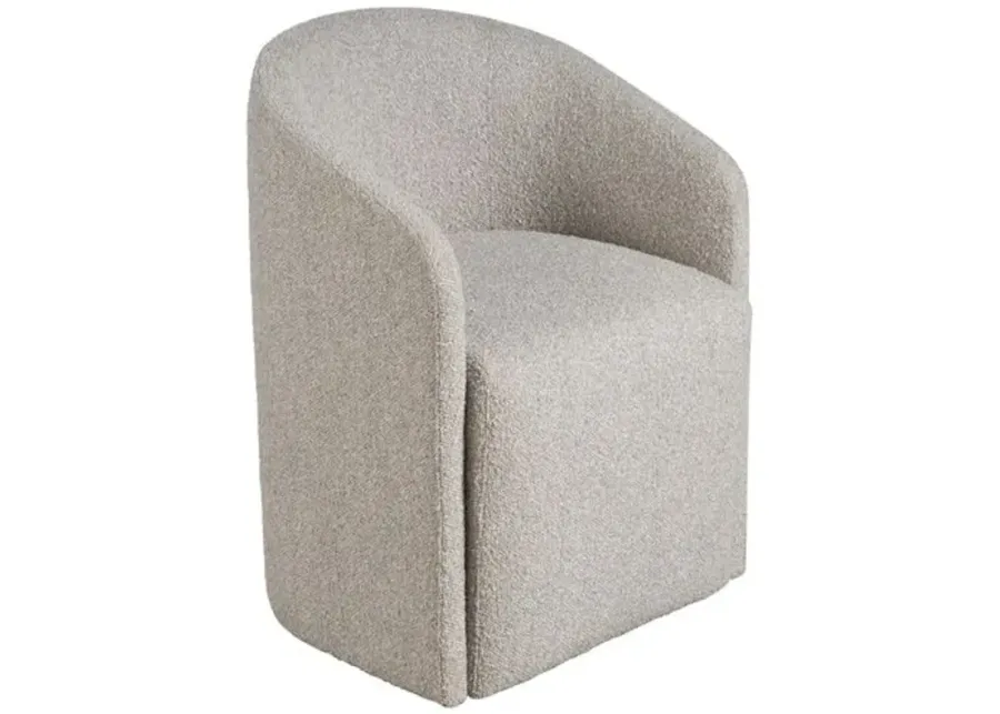 Ross Dining Chair with Casters - Pebble Gray Boucle