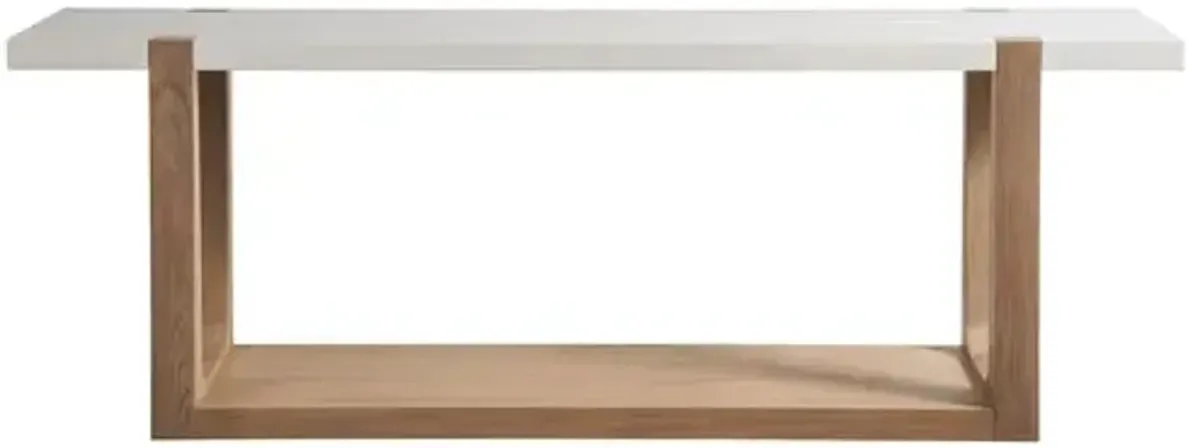 Rosa Console Table - Natural Oak/White Quartz - Brown