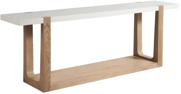 Rosa Console Table, Natural Oak/White Quartz