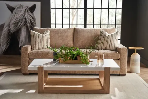 Rosa Cocktail Table, Natural Oak/White Quartz