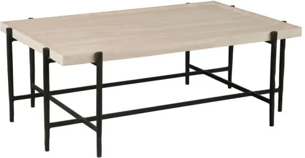 Rocco Cocktail Table, White Travertine/Bronze