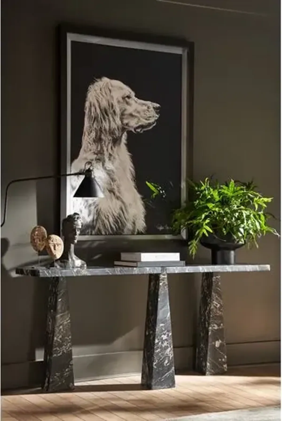 Rivenna Sofa Console Table - Black Portoro Marble