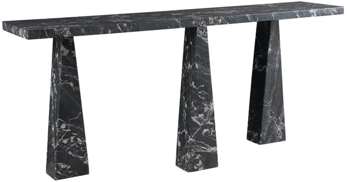 Rivenna Sofa Console Table, Black Portoro Marble