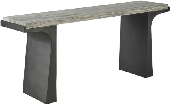 Posey Console Table, White Travertine