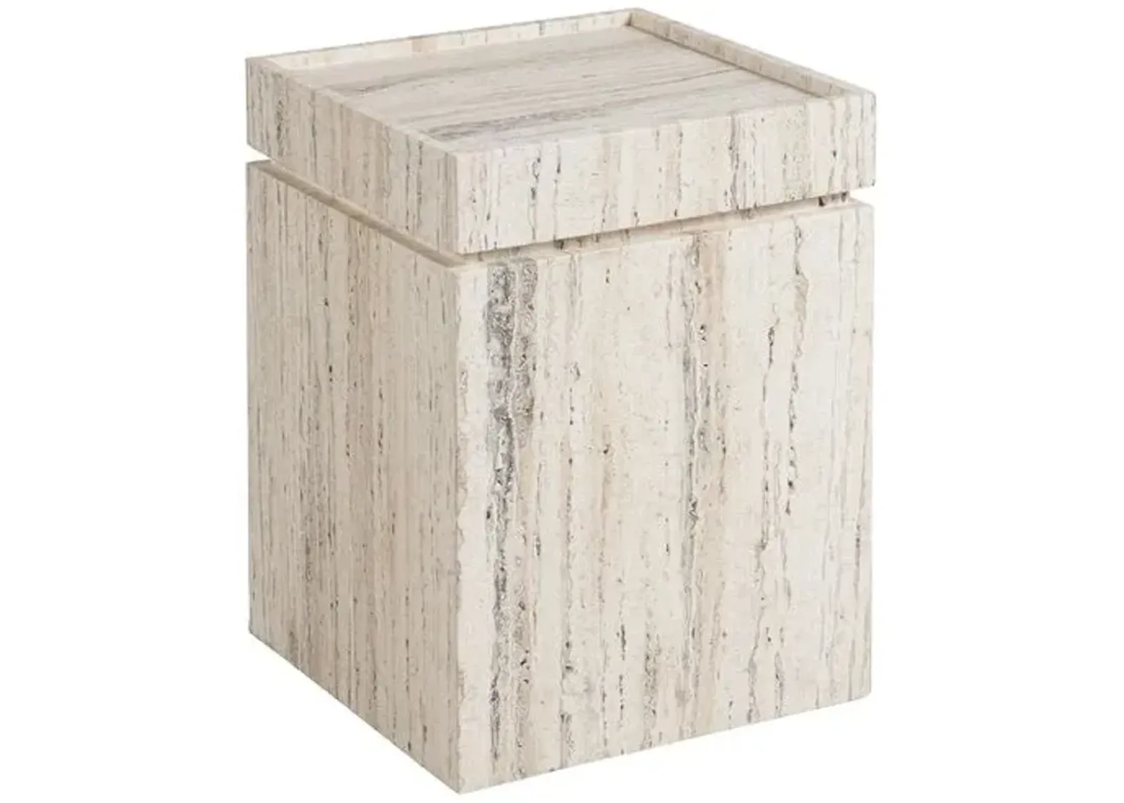 Ronan Accent Table - White Travertine - 21Hx16Wx16D in