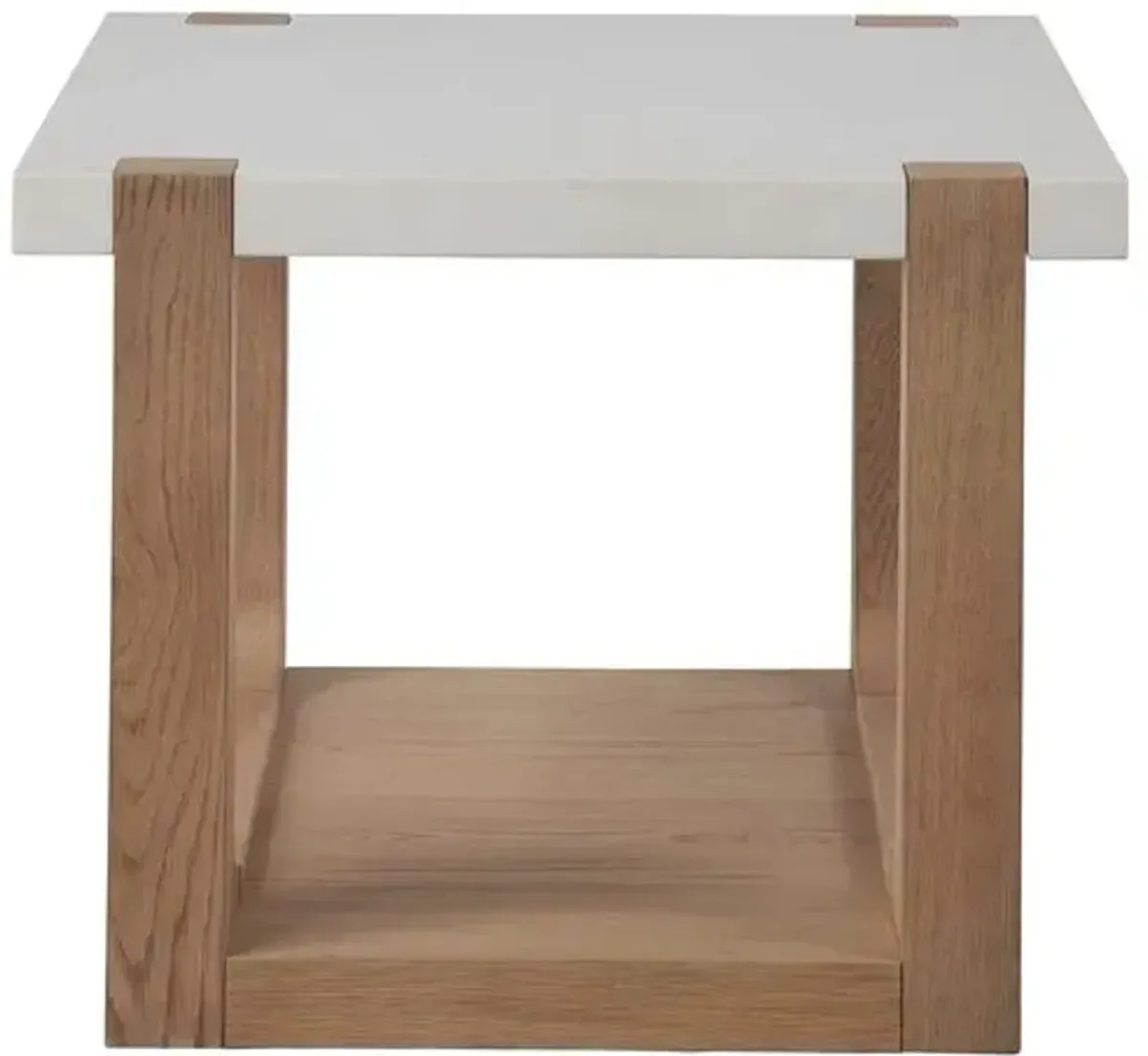 Rosa End Table - Natural Oak/White Quartz - Brown