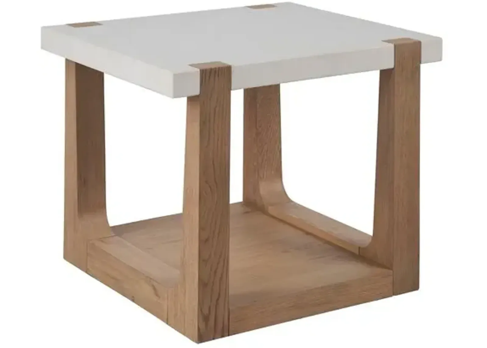 Rosa End Table - Natural Oak/White Quartz - Brown