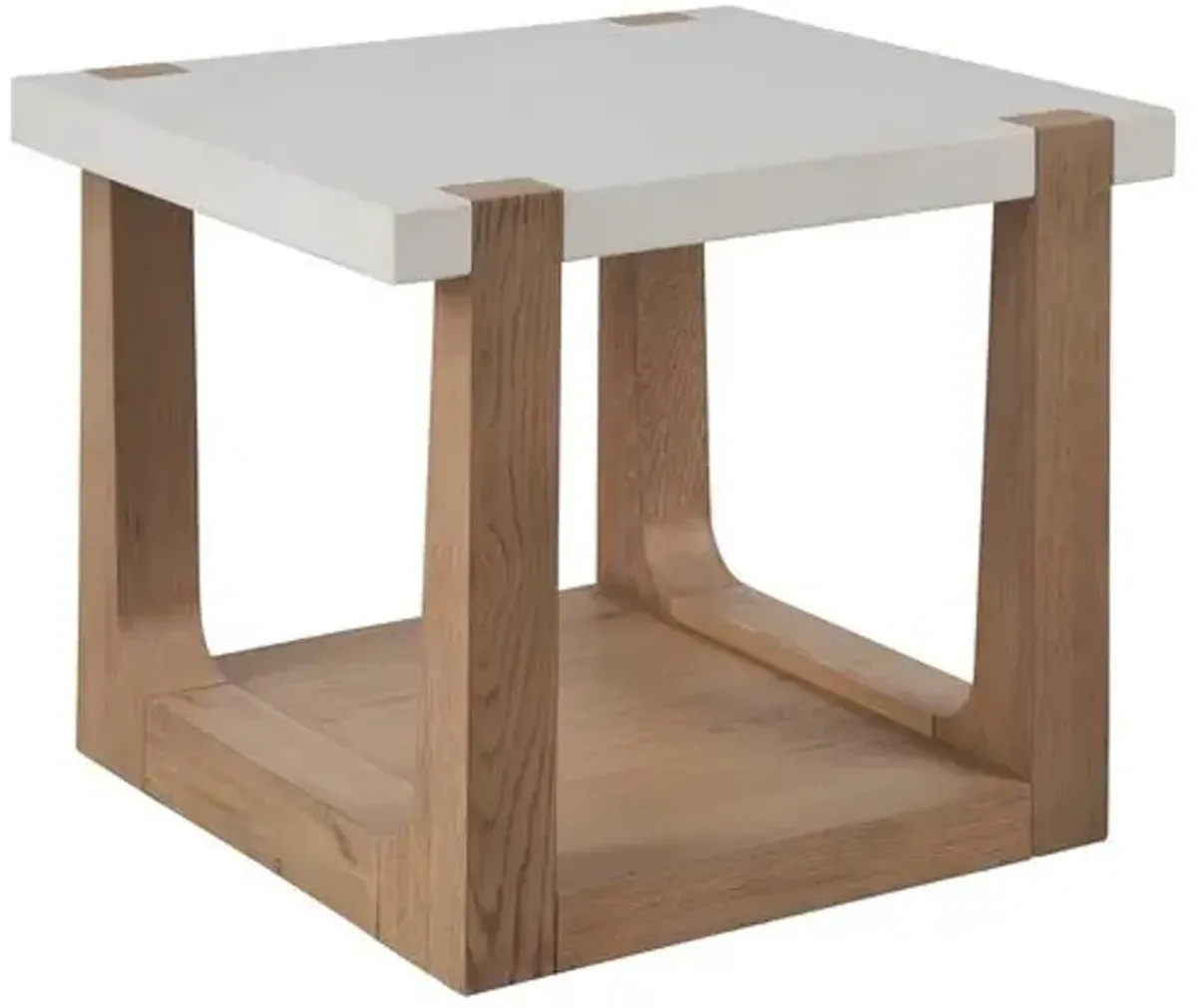 Rosa End Table - Natural Oak/White Quartz - Brown