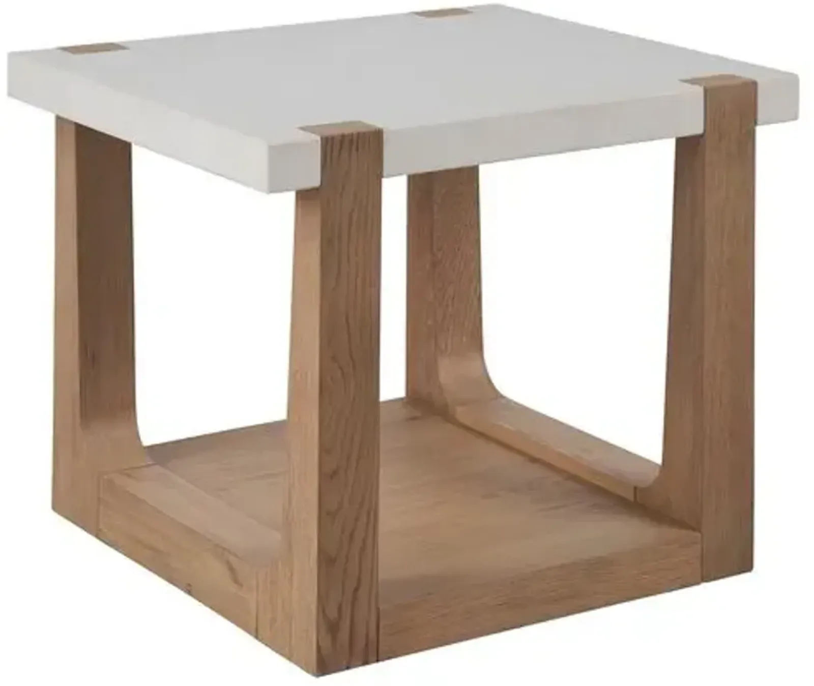 Rosa End Table - Natural Oak/White Quartz - Brown