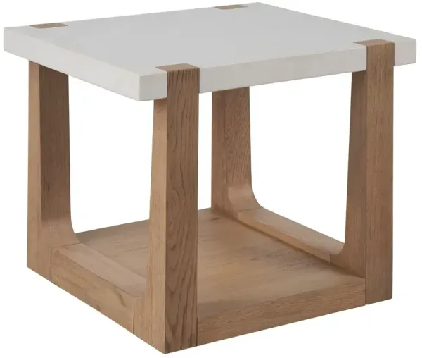 Rosa End Table, Natural Oak/White Quartz