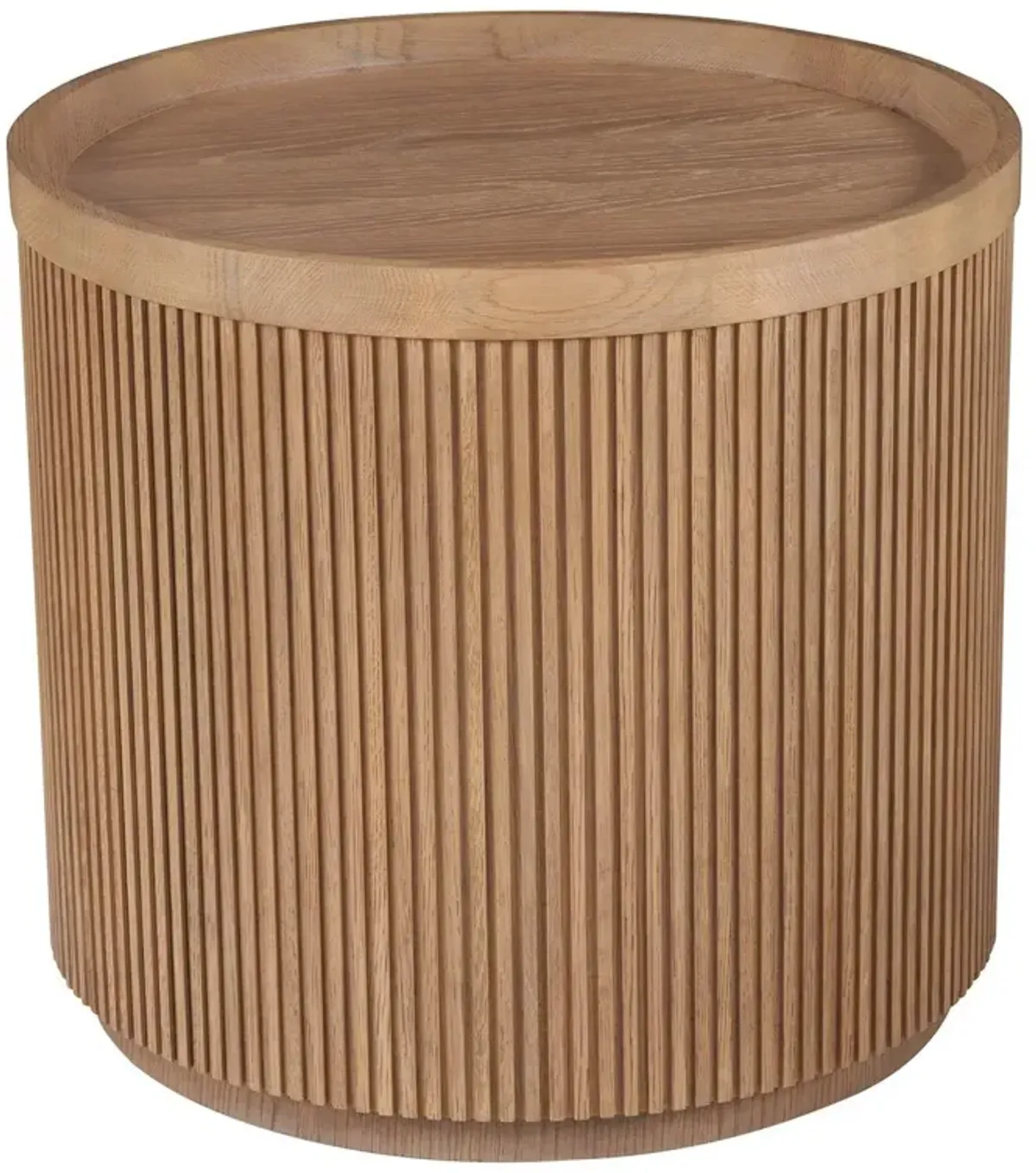 Romina Fluted Round Side Table, Natural Oak