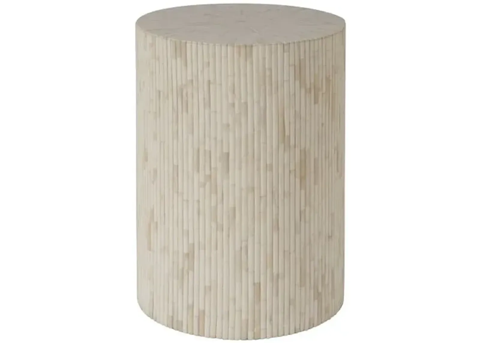 Naomi Accent Table - Natural Bone - White - 24Hx18Wx18D in