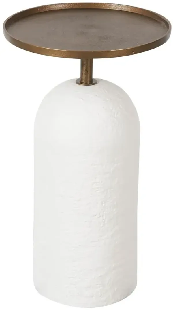 Miriam Martini Table, White Plaster/Gold