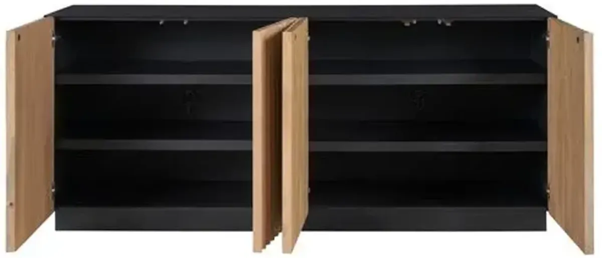 Desiree Fluted Credenza - Black/Tan