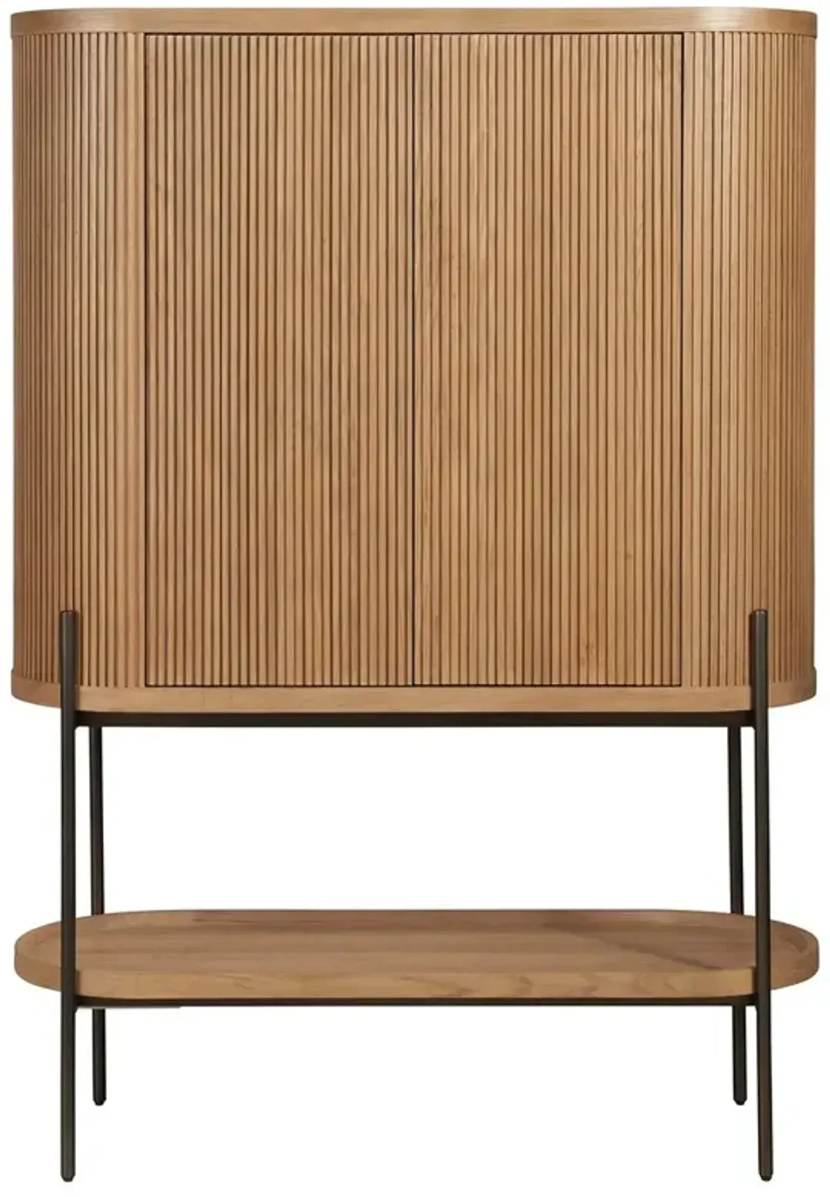 Romina Fluted Bar Cabinet, Natural Oak