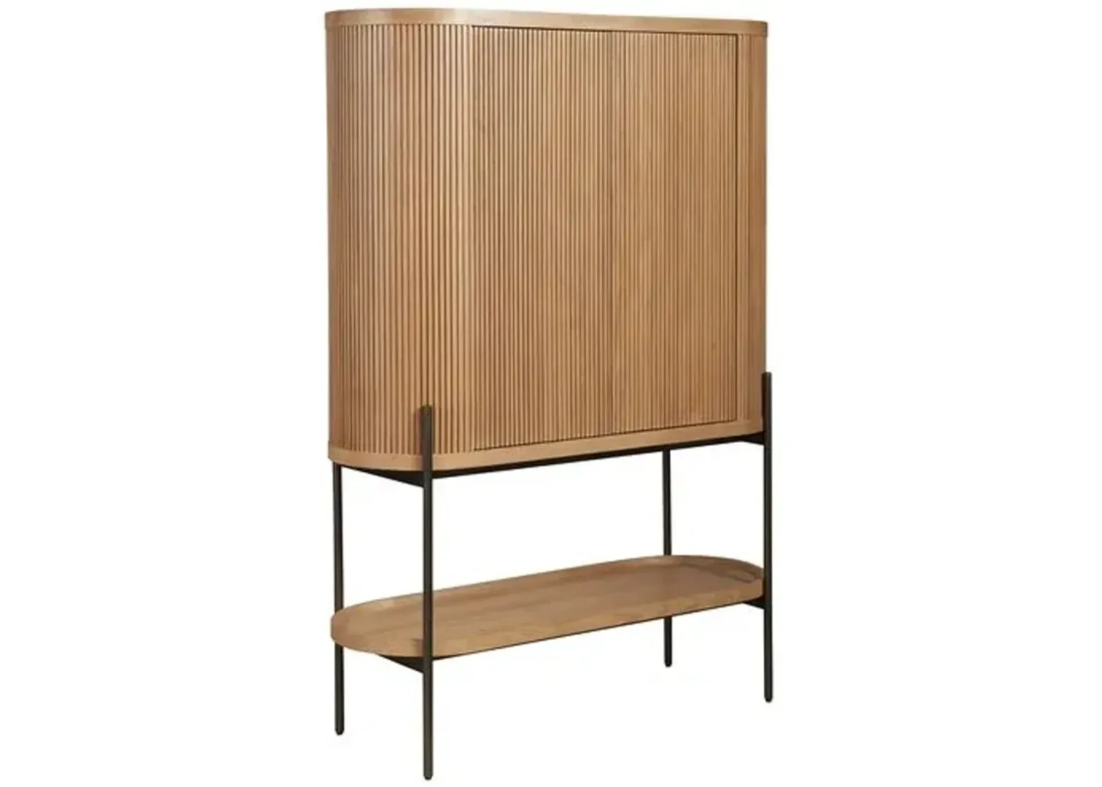 Romina Fluted Bar Cabinet - Natural Oak - Brown