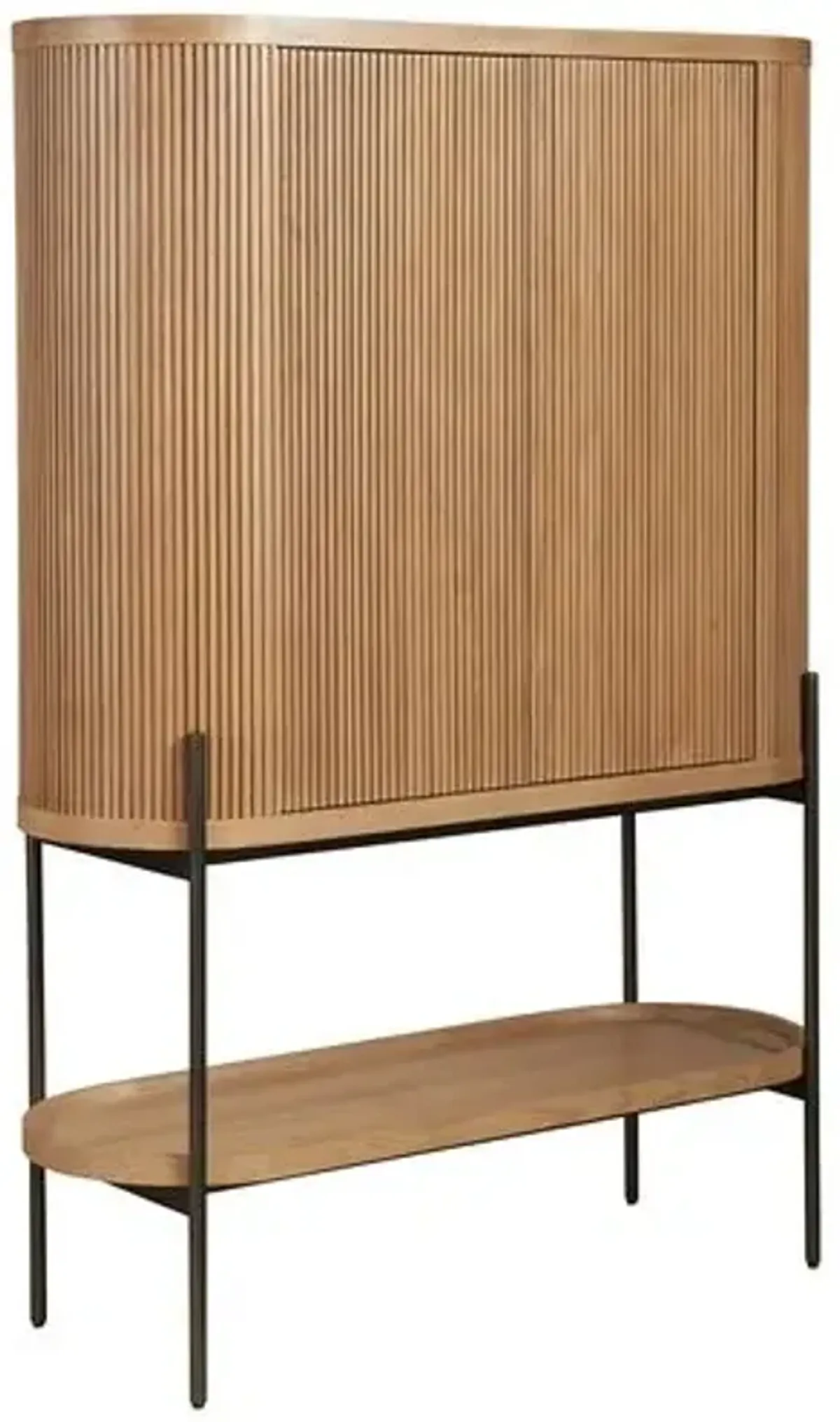 Romina Fluted Bar Cabinet - Natural Oak - Brown