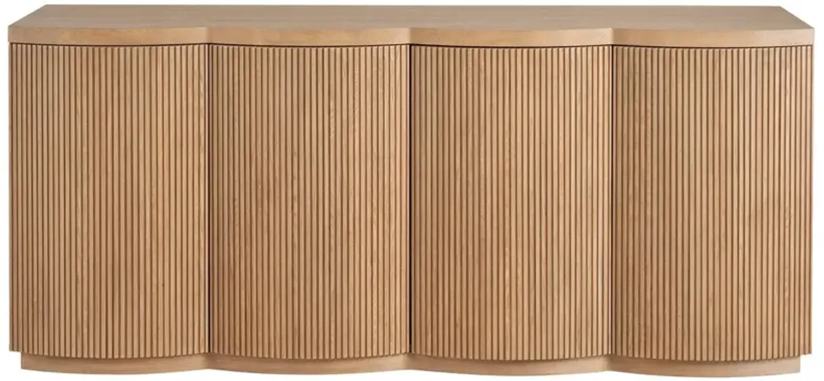 Romina Fluted Credenza, Natural Oak