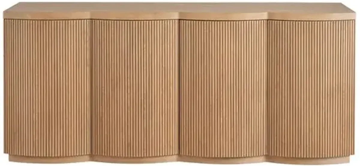 Romina Fluted Credenza - Natural Oak - Brown