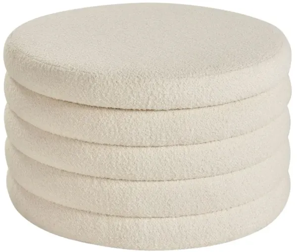 Liddi Storage Ottoman, Snow Boucle
