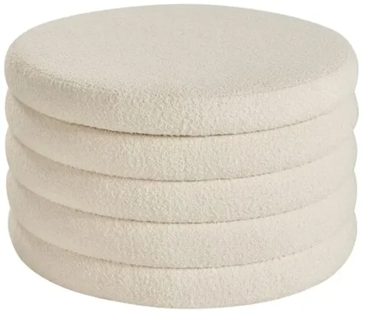 Liddi Storage Ottoman - Snow Boucle