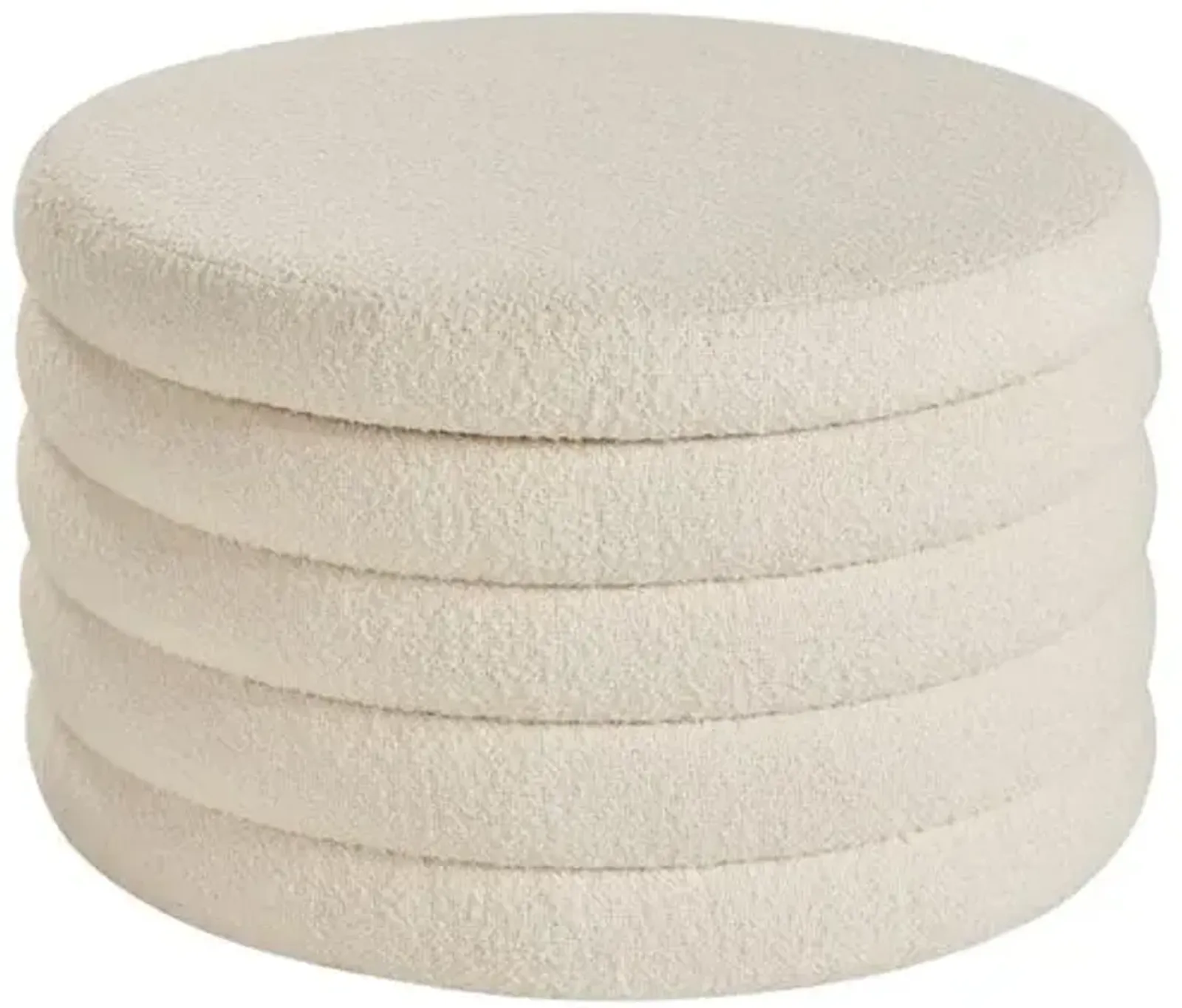 Liddi Storage Ottoman - Snow Boucle