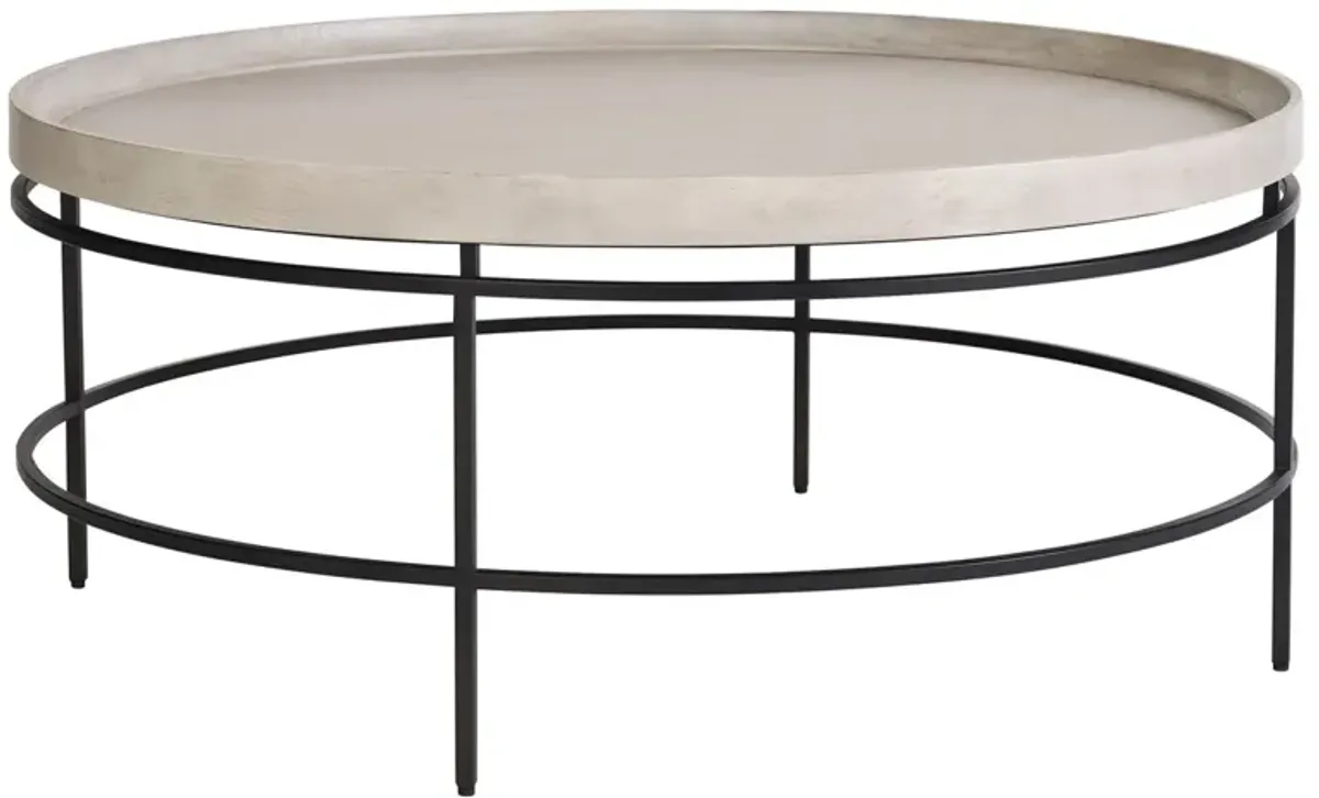 Kyna Round Tray Top Cocktail Table, Rolling Fog