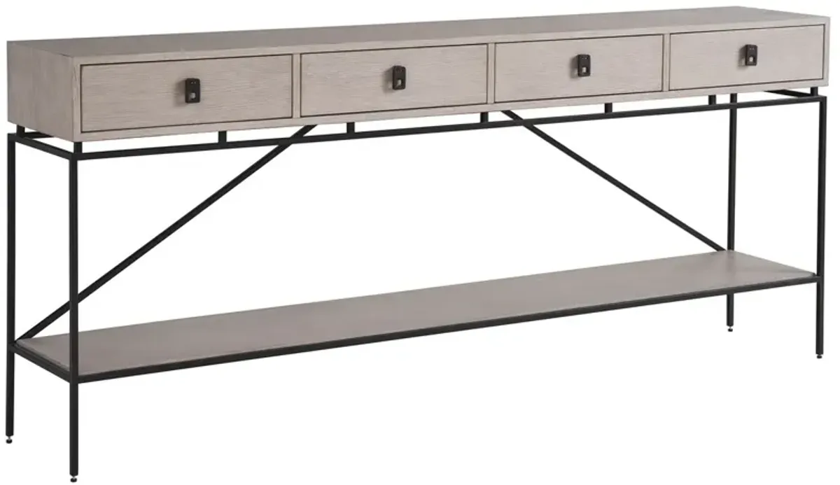 Kyna Long 4-Drawer Console Table, Rolling Fog
