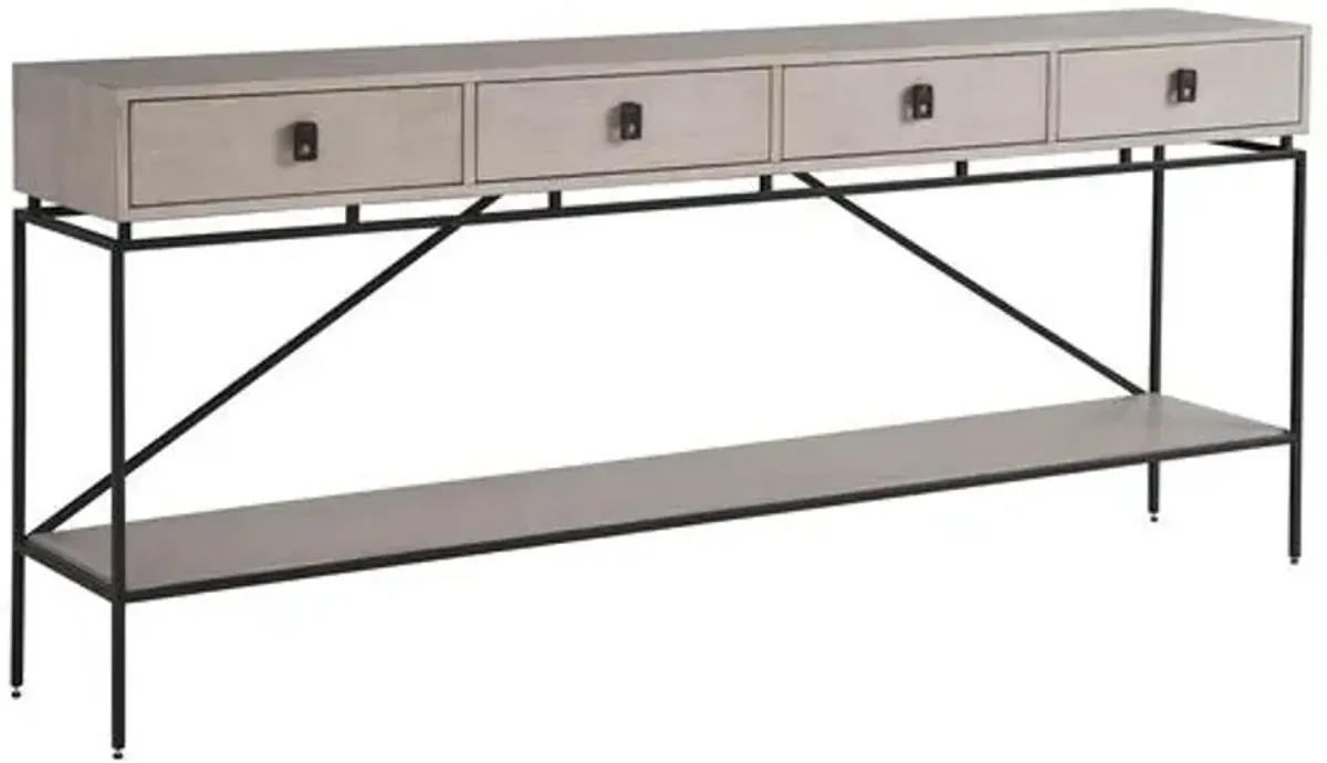 Kyna Long 4-Drawer Console Table - Rolling Fog