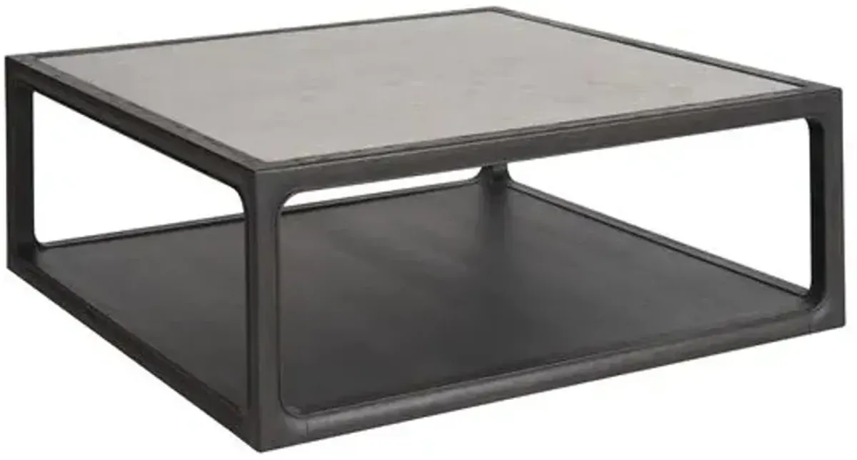 Jemma Square Stone Top Coffee Table - Ravenwood