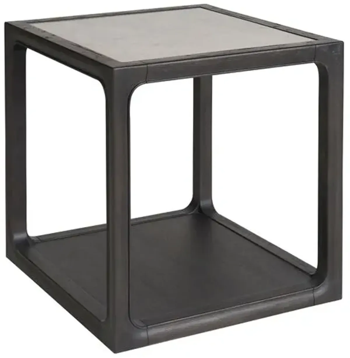 Jemma Square Stone Top End Table - Ravenwood - Black