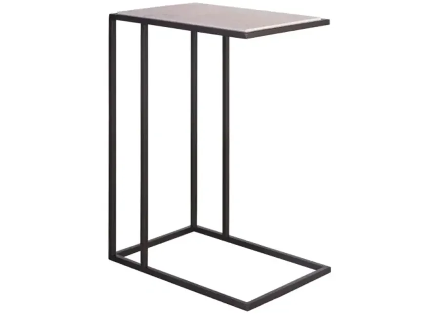 Jaiden Metal & Stone Drink Table - Soft Matte Black