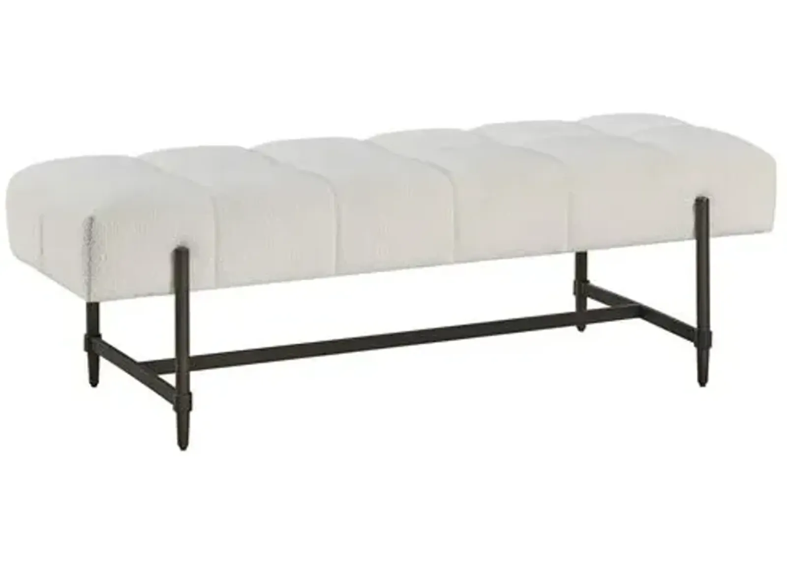 Freddie Tufted Bench - Soft Matte Black/Ivory Boucle